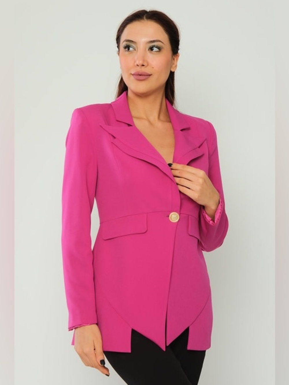 Women’s Fuchsia Single-Button Blazer Jacket